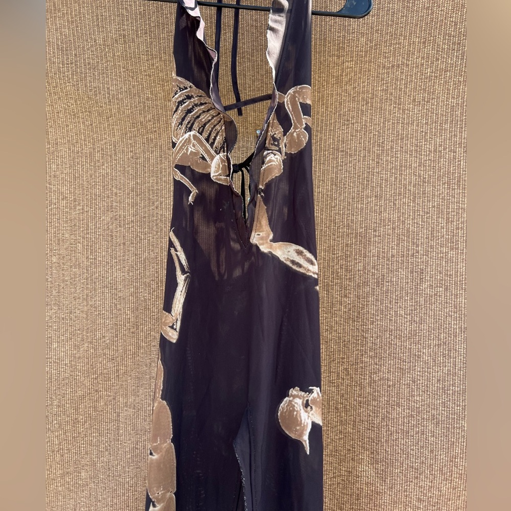 Murci DEEP V RUFFLE DETAIL MAXI DRESS IN SCORPION Sz 4